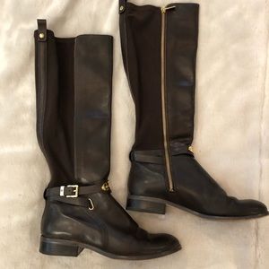 Michael Kors brown leather & fabric brown boots 8